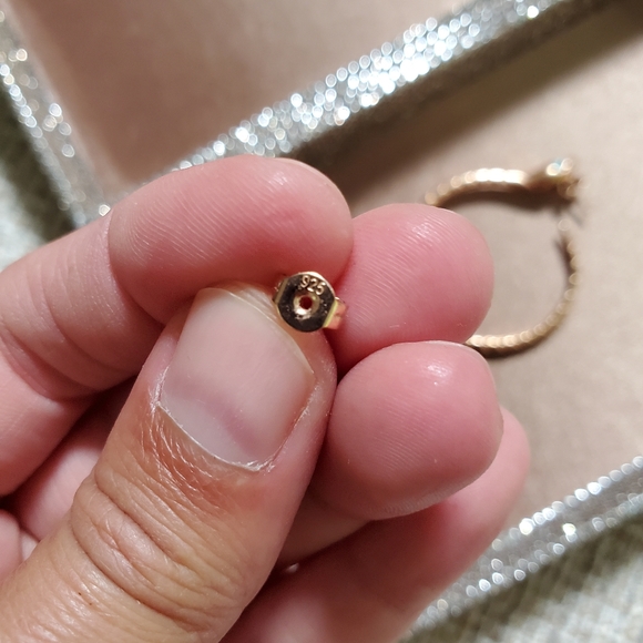 Sterling Rose Gold Plated Snake Hoop Earrings - Picture 4 of 7